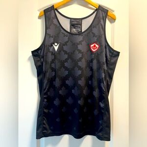 NWOT - MACRON Black and Gray Patterned Team Canada Rugby Men’s Training Singlet
